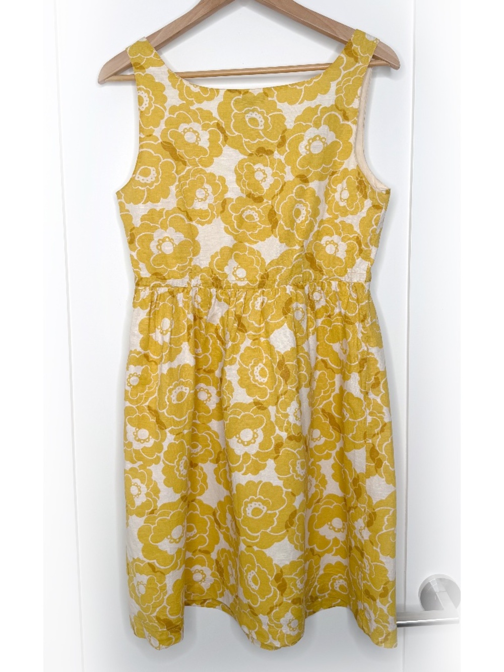 Gap Floral Linen Summer Sleeveless Dress in Yellow Size 4 - Picture 6 of 9